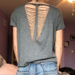 Grey t-shirt with cut out back